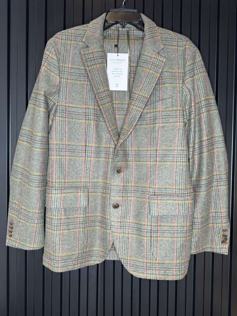NWT J.McLaughlin Italian Fabric Plaid Sport Coat Blazer Mens 40 Made in Portugal